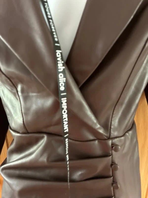 Lavish Alice Gorgeous lavish Alice faux leather chocolate brown blazer dress size 12-14