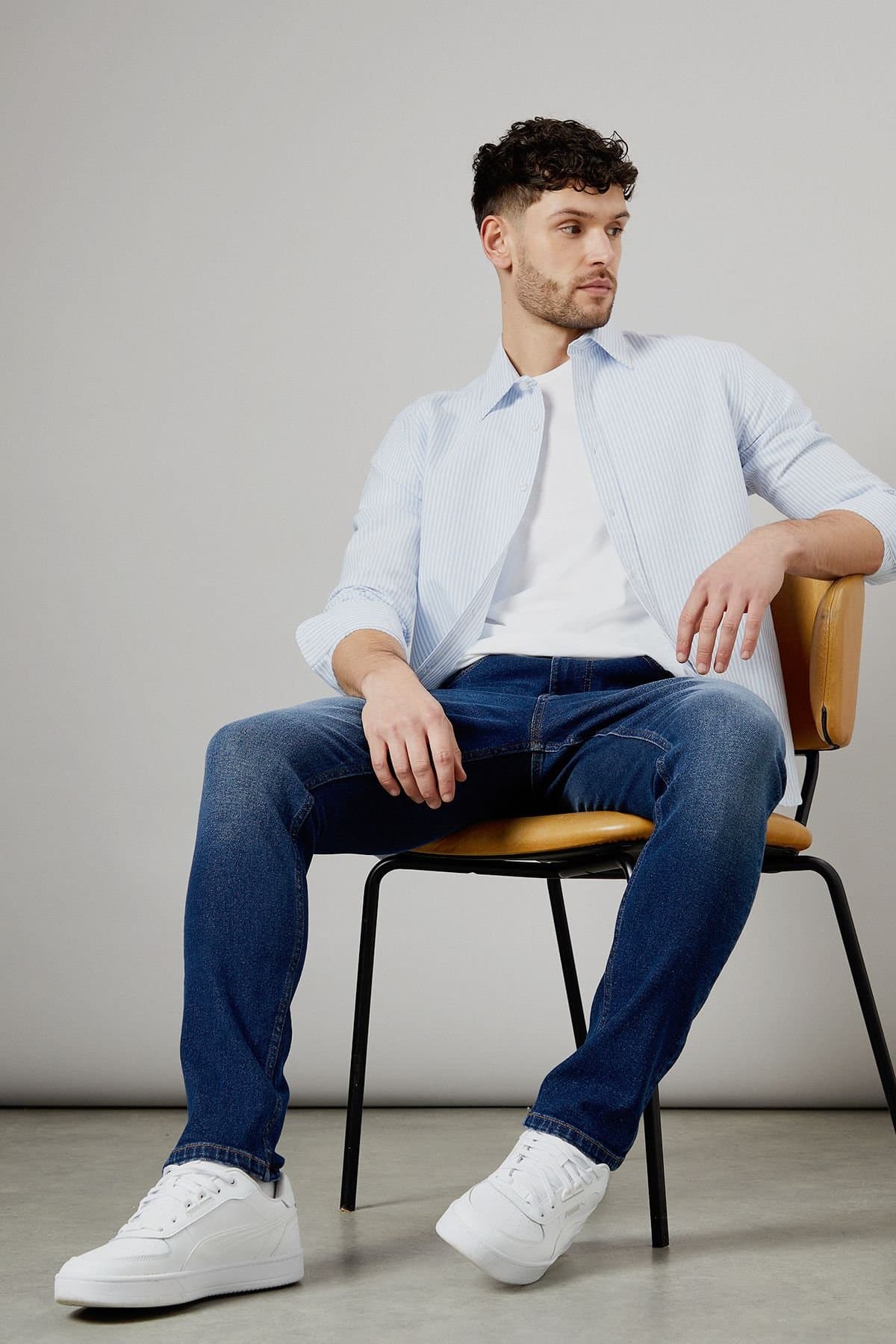 Burton Burton Men's Dark Wash Stretch Slim Fit Jeans in Dark Blue