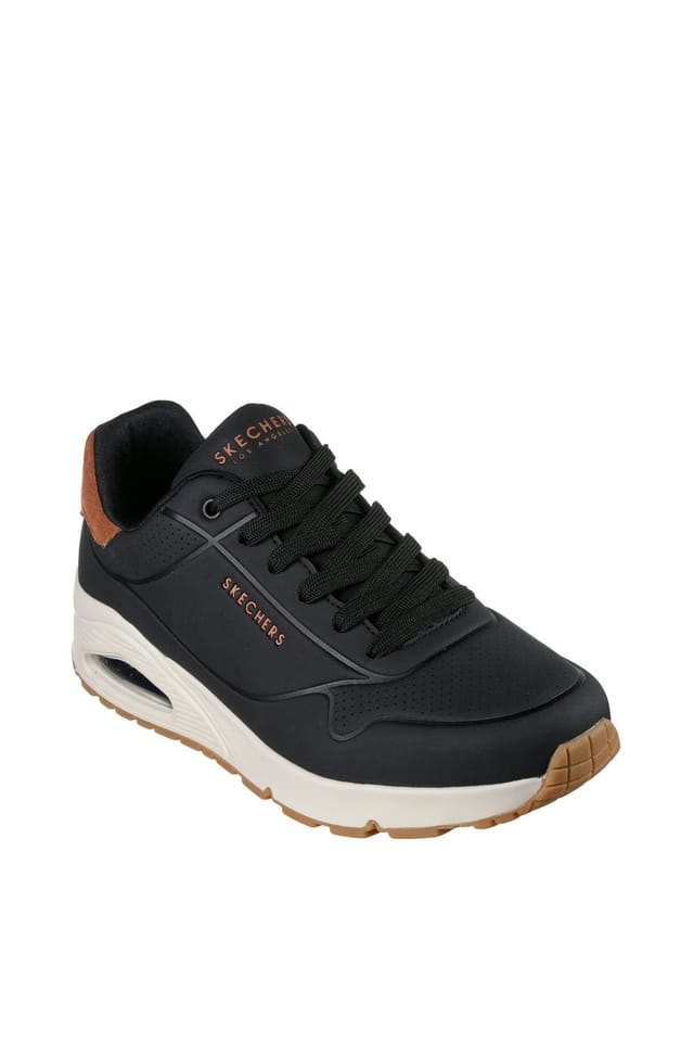 Skechers Skechers Men's UNO Deboss Durabuck with Suede Heel Lace Up in Black - 2