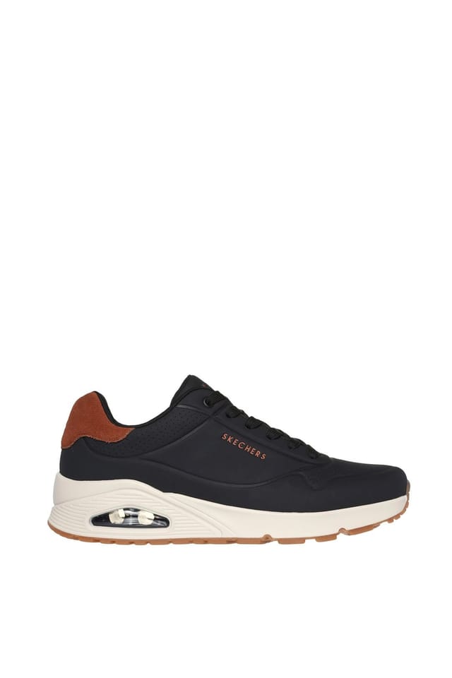 Skechers Skechers Men's UNO Deboss Durabuck with Suede Heel Lace Up in Black - 3