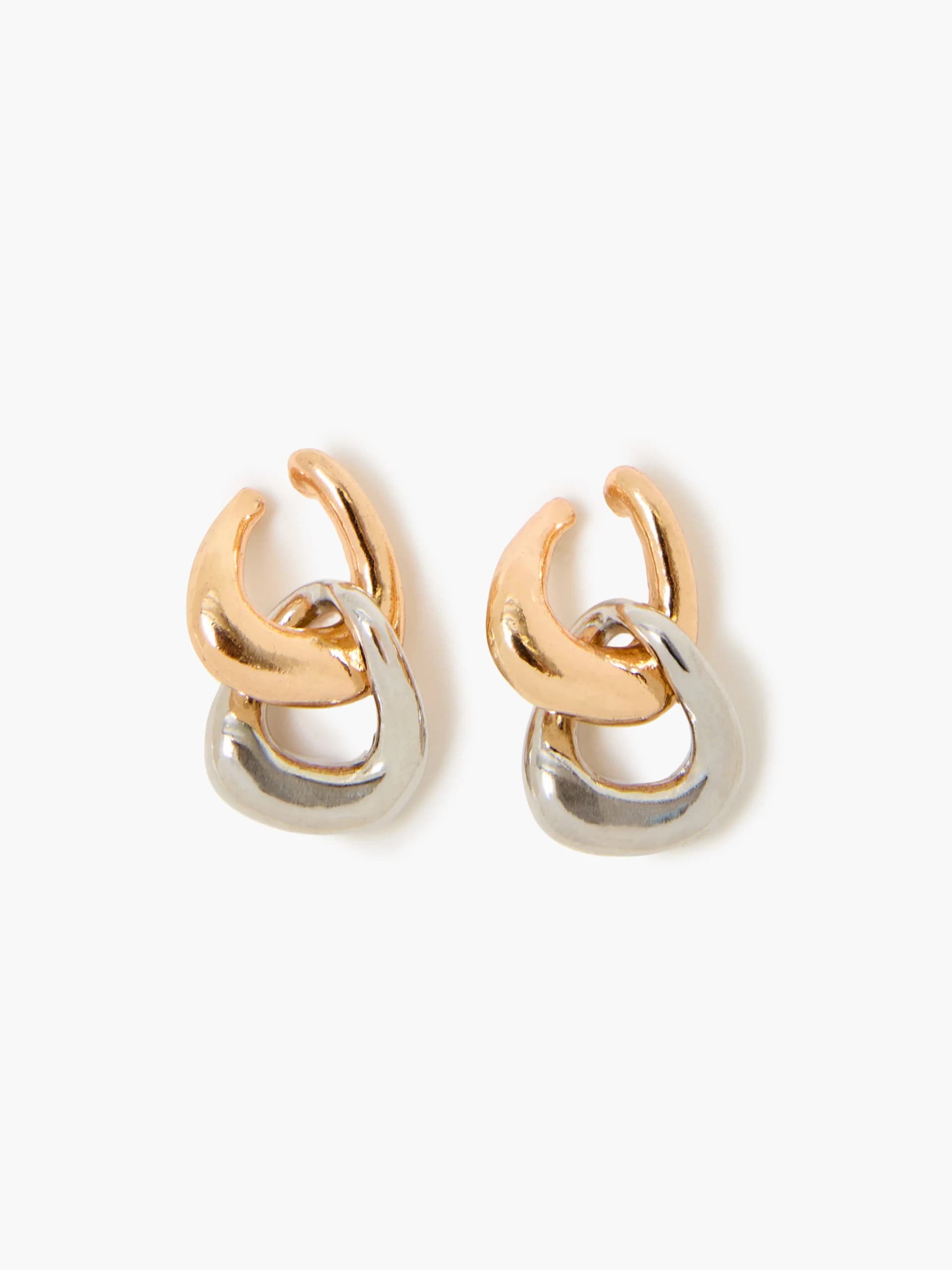 French Connection Twist Mixed Metal Line Drop Earrings Gold/Silver