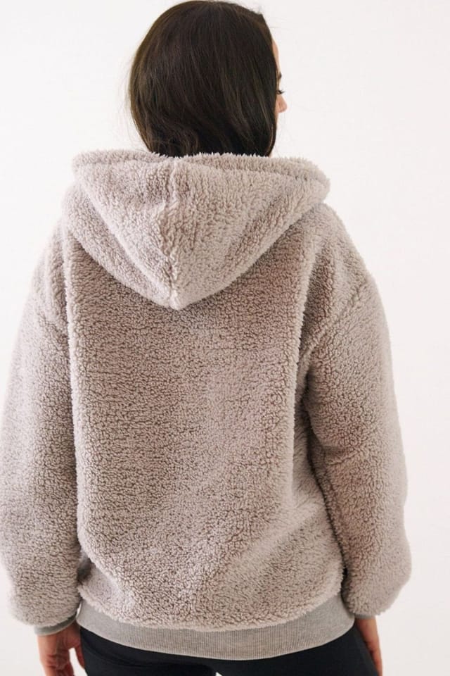 Love Lace Love Lace Women's Sheep Style Hooded Zip Casual Sweatshirt in Grey - 3