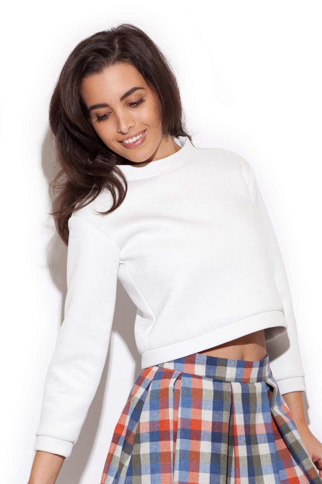 Love Lace White Long Sleeve Cropped Sweatshirt