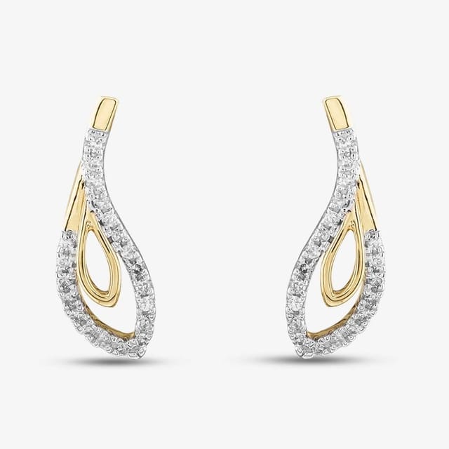 T.H.Baker T.H.Baker Women's 9ct Yellow Gold 0.15ct Brilliant Cut Diamond Tear Drop Stud Earrings THE41403-15 (YG) - 2