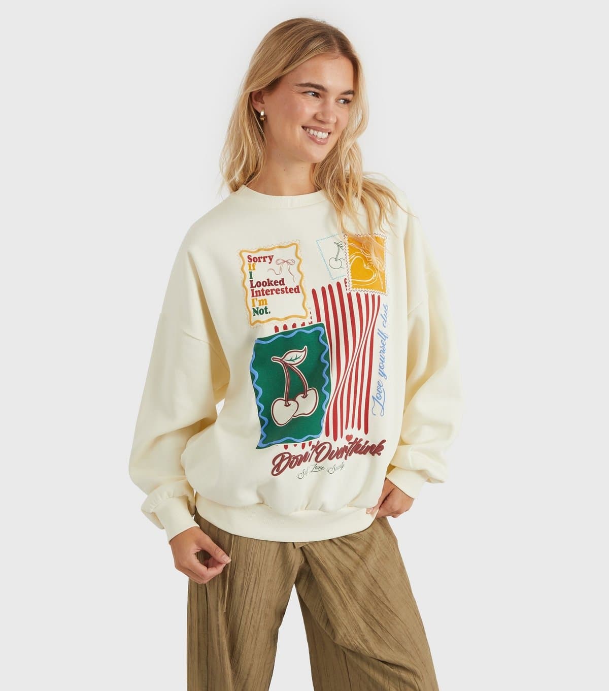 Skinnydip Women's Cream Printed Slogan Sweatshirt Skinnydip New Look