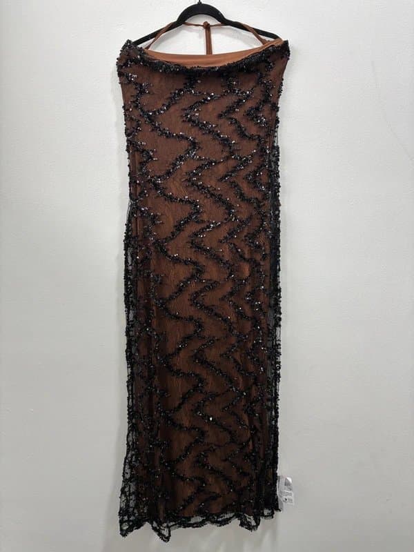 ASOS ASOS embellished mesh scoop front maxi dress in black