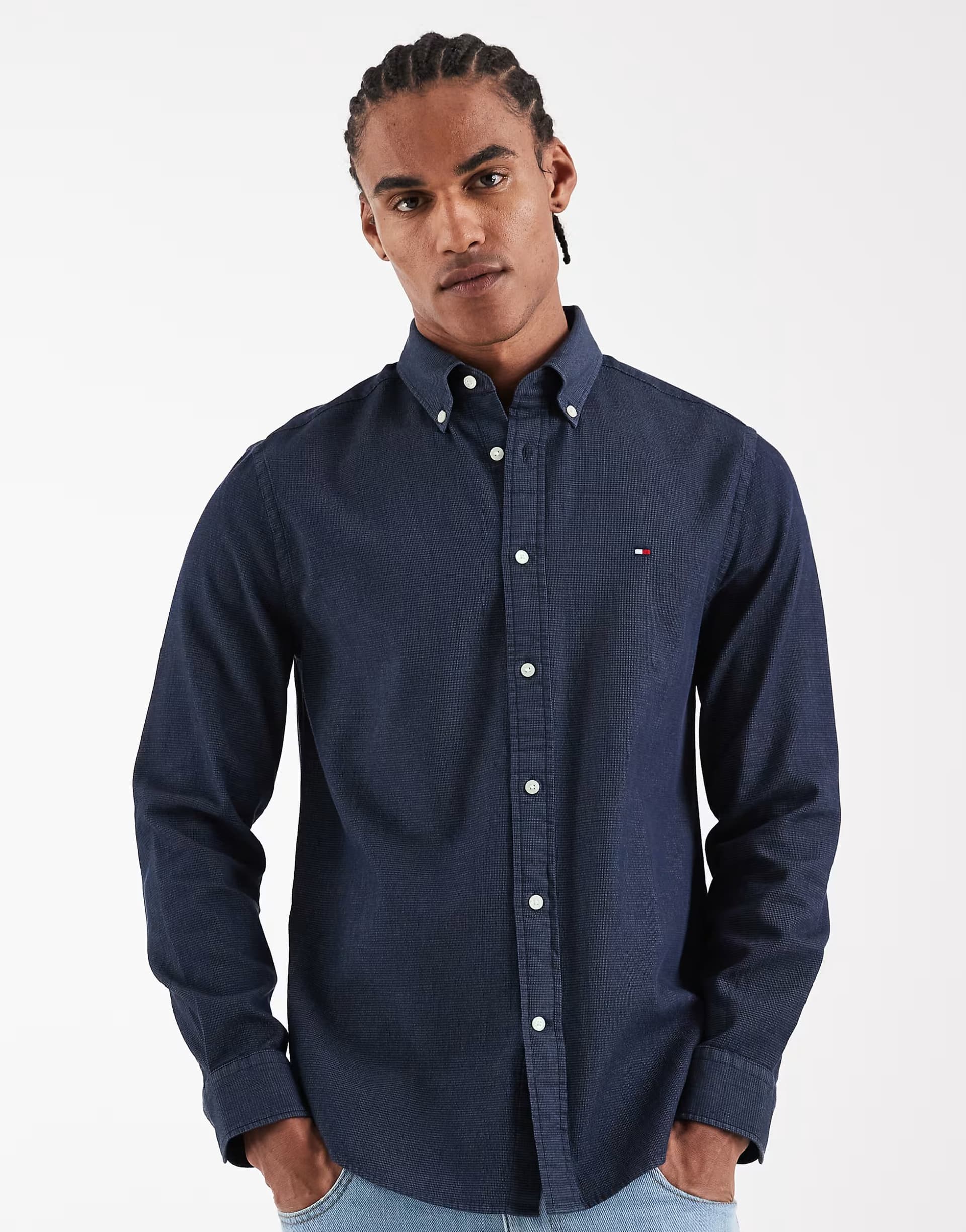 ASOS Tommy Hilfiger poplin regular fit shirt in charcoal