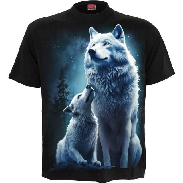 Spiral Direct Spiral Direct Men's Wolf Guardian Back Print T-Shirt in Black - 2