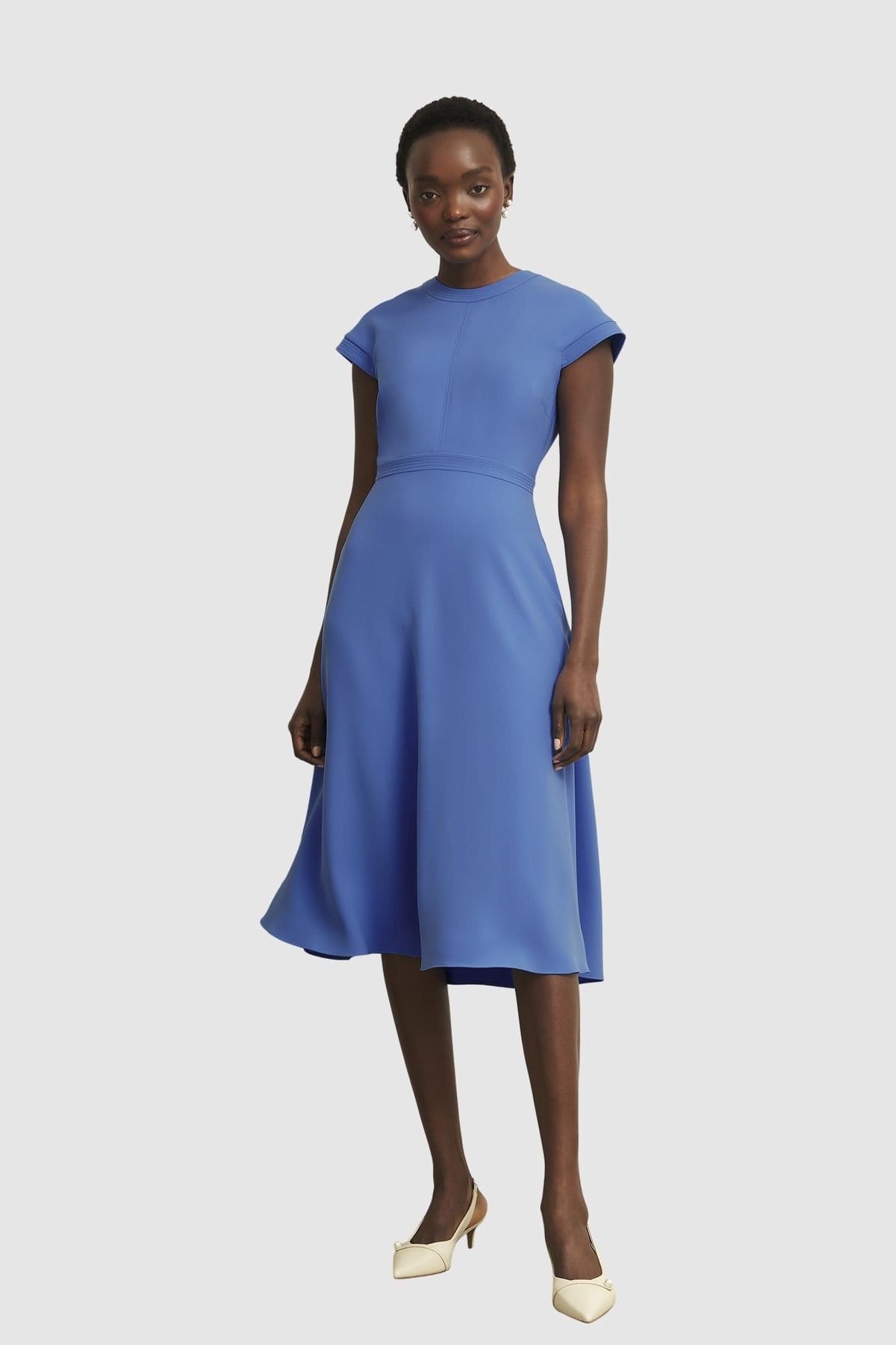 Hobbs London Cobalt Flared Midi Dress