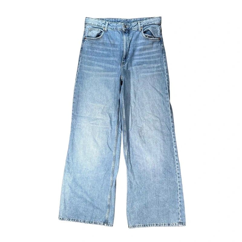 Bershka Bershka baggy loose fit Y2K streetwear style wide leg jeans-blue wash