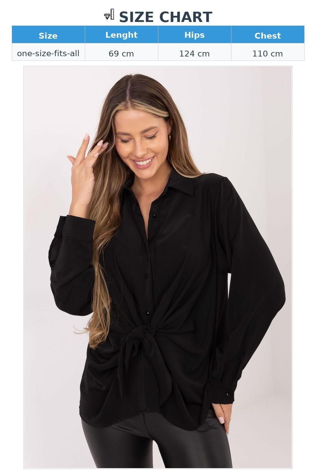 Love Lace Love Lace Women's Elegant Long Sleeve Classic Shirt with Tie in Black - 4