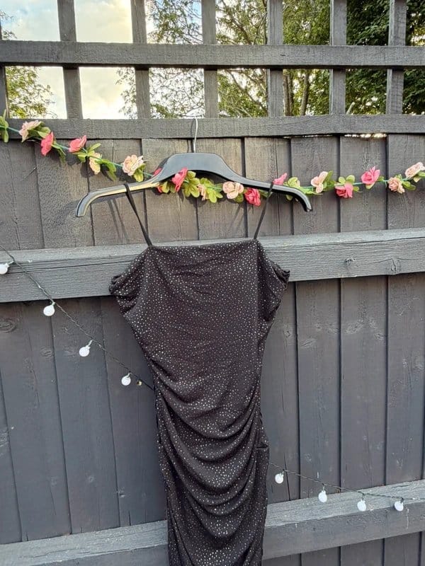 Pink Vanilla Black Glitter Ruched Mini Dress | UK 8