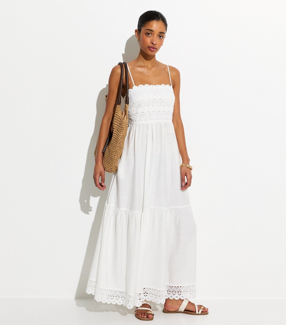 New Look Women's White Crochet Panel Beach Maxi Dress New Look - 3