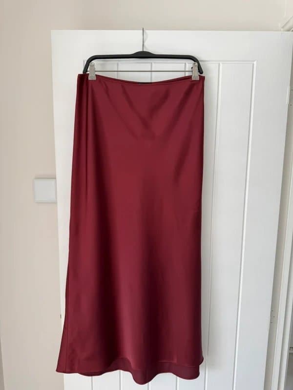 ASOS Design ASOS Design Burgundy Satin Bias Maxi Skirt