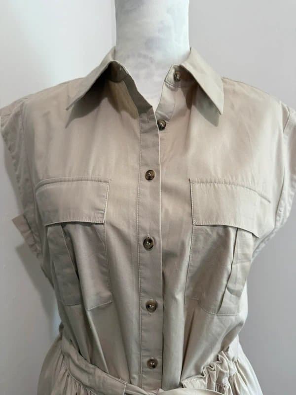 Mint Velvet Mint Velvet Beige Safari Midi Dress - Size 10