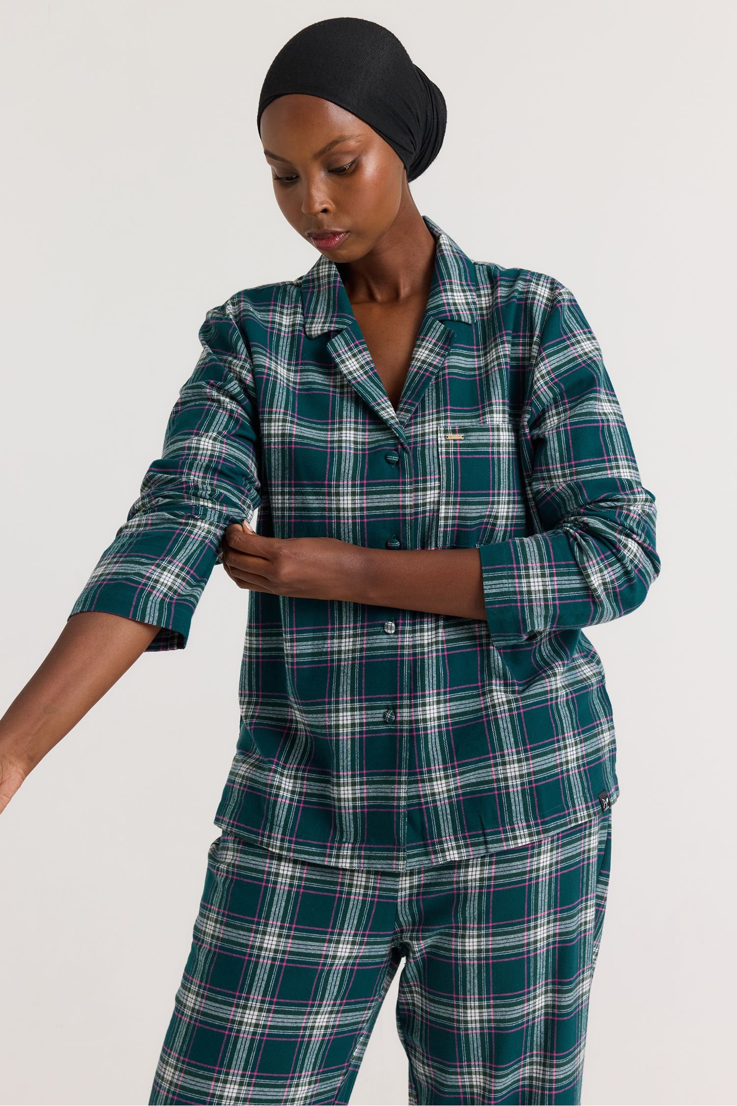 Pretty You London Pretty You London Women's Plaid Pyjama Set in Green - 2