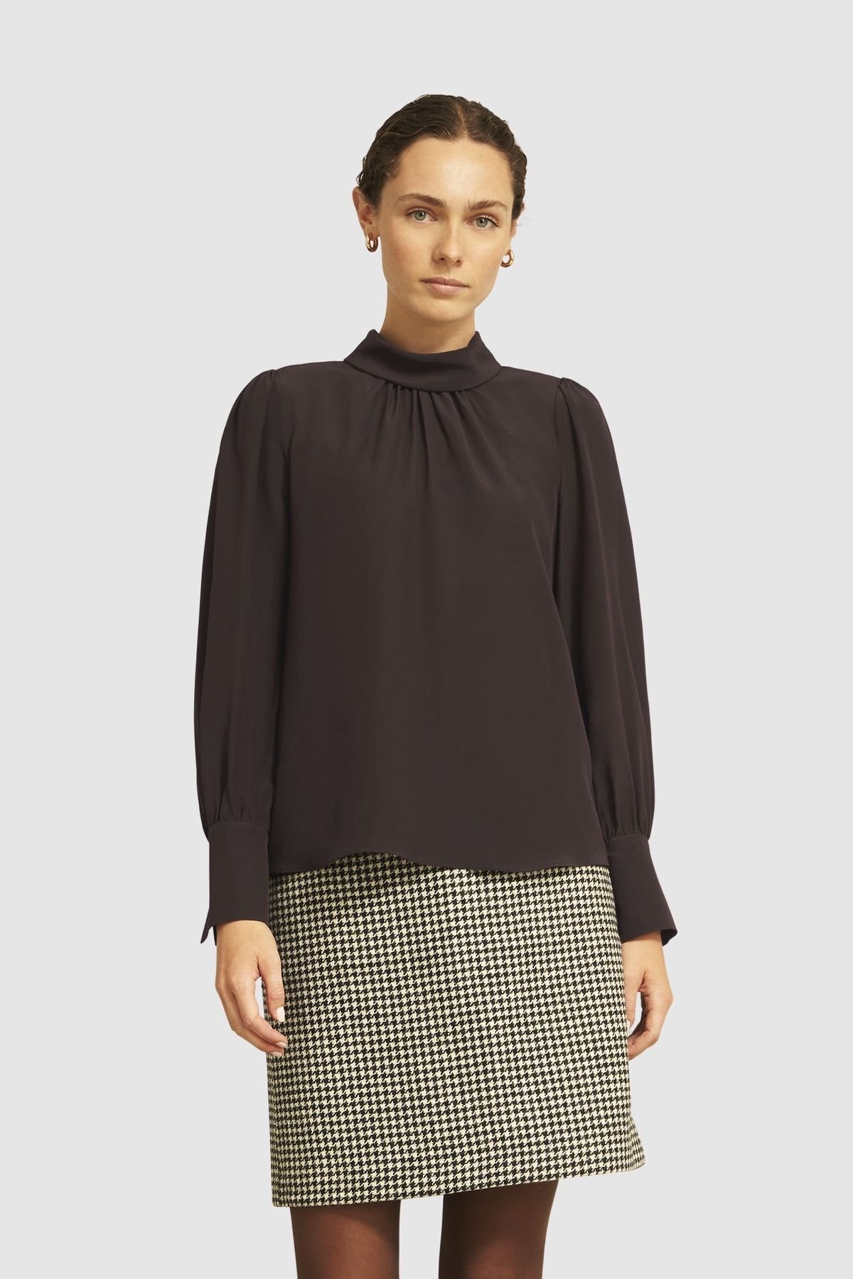 Hobbs London Hobbs London Women's Debby Silk Blouse in Dark Brown - 3