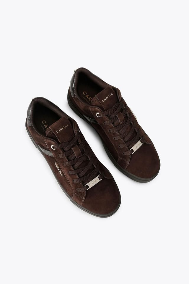Carvela Carvela Women's 'Daze' Suede Fabric Trainers in Dark Brown - 2