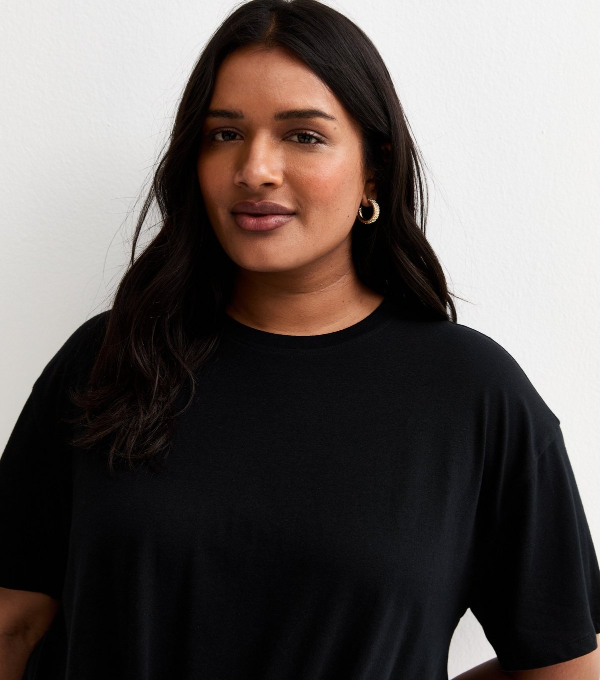 New Look Women's Plus Size Black Tie Front T-Shirt Curves New Look - 2