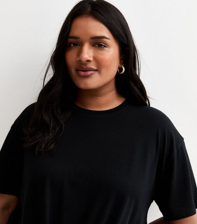 New Look Women's Plus Size Black Tie Front T-Shirt Curves New Look - 2