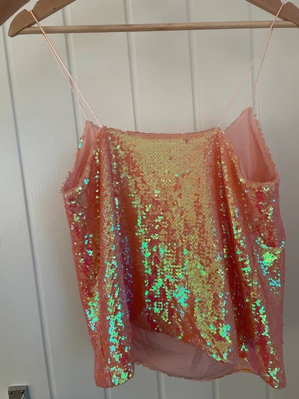 ASOS ASOS pink sparkle sequin top cami spaghetti strap
