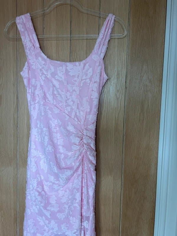 ASOS Pink Floral Ruched Midi Dress Occasion Dress