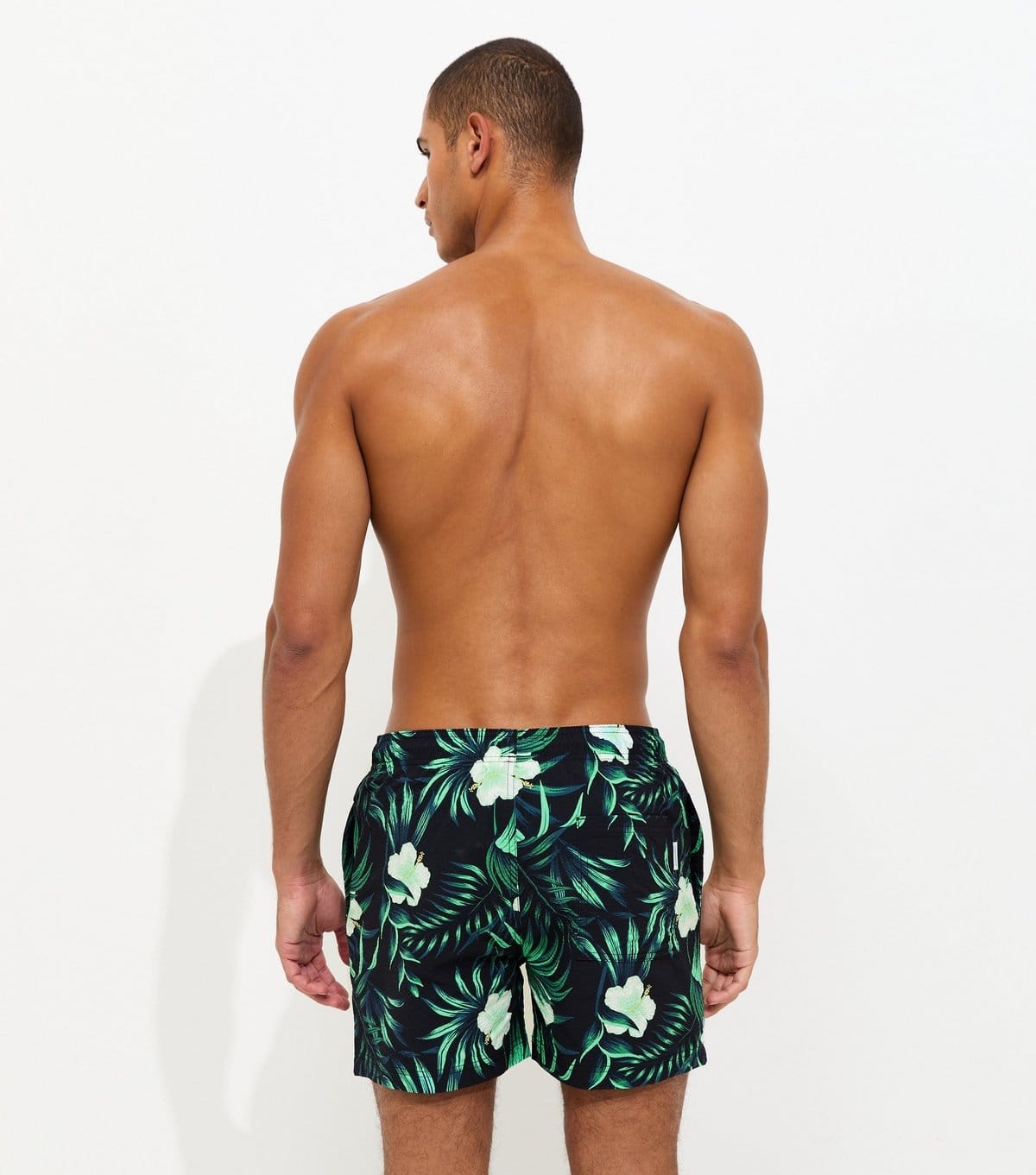 jack & jones Men's Black Hibiscus Print Seersucker Swim Shorts Jack & Jones New Look - 4