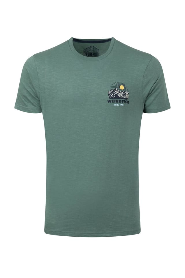 Weird Fish Weird Fish Men's Lake District Graphic T-Shirt in Bottle Green - 2