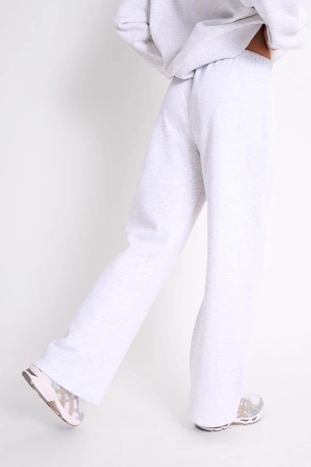 Kaiia Kaiia Logo Wide Leg Joggers Light Grey Marl & Pink Contrast - 3