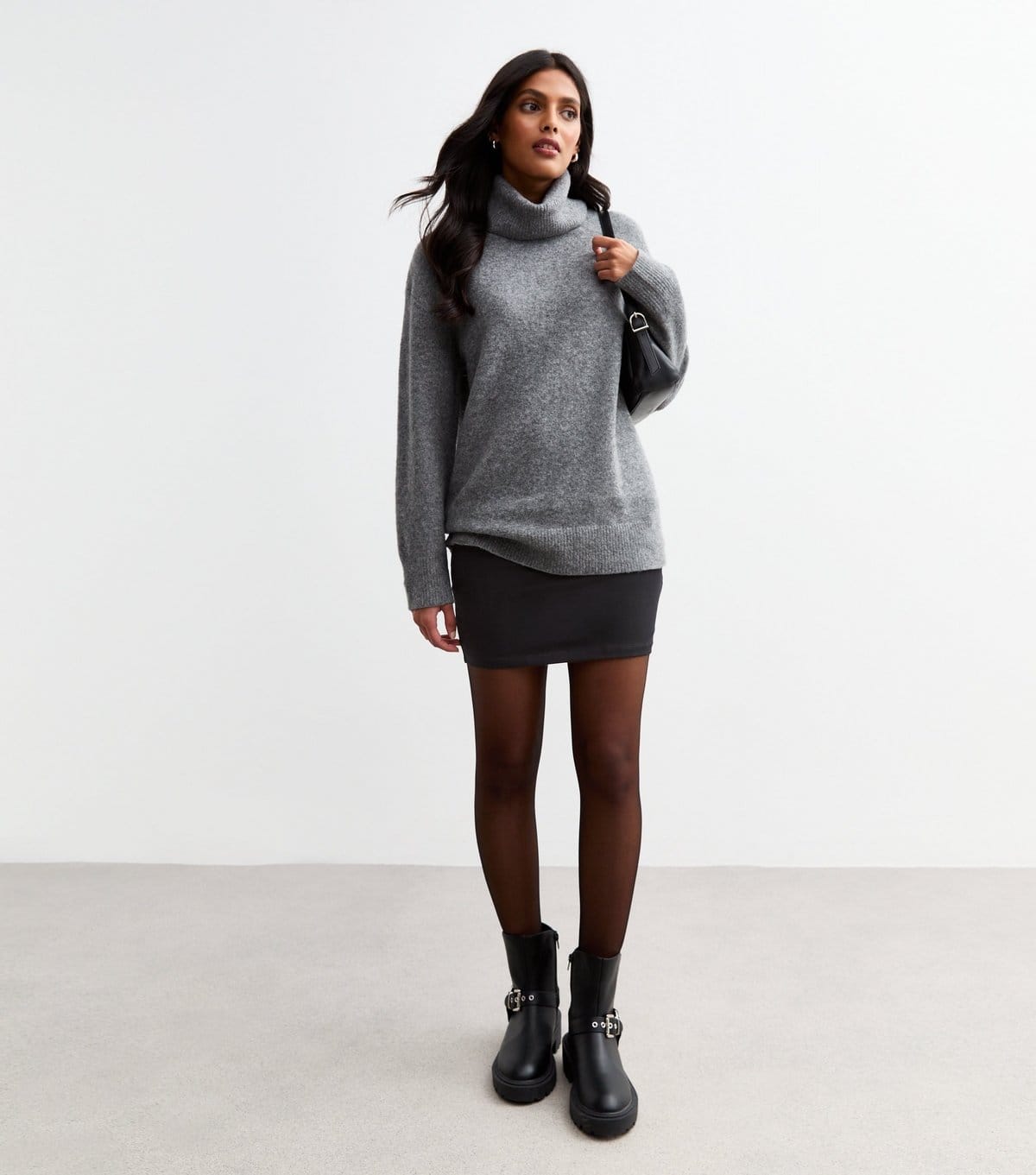 New Look Women's Black Cotton-Blend Slim Fit Mini Tube Skirt New Look - 3