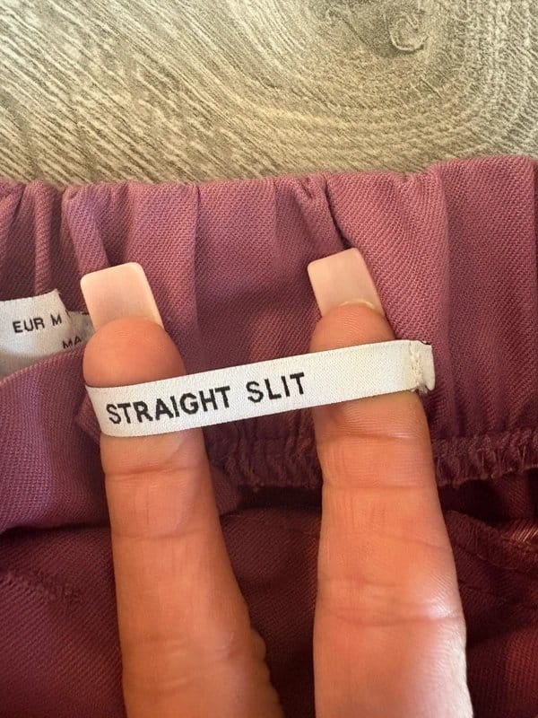 Bershka Purple High-Waisted Straight Slit Trousers