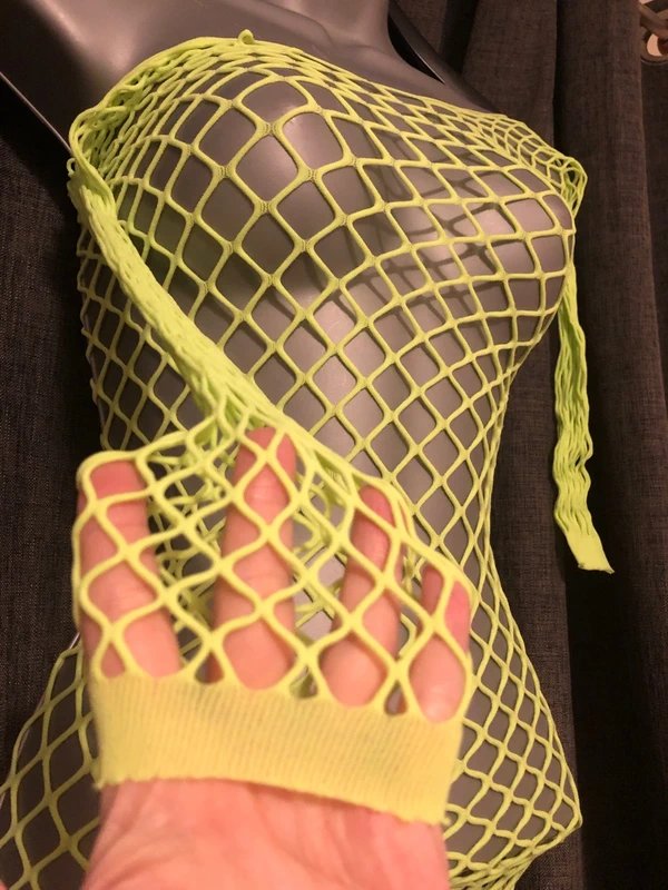 Sexy Girl 🔷 Sexy Neon Yellow Green Body-Cone Net Mini Dress, One size - 1