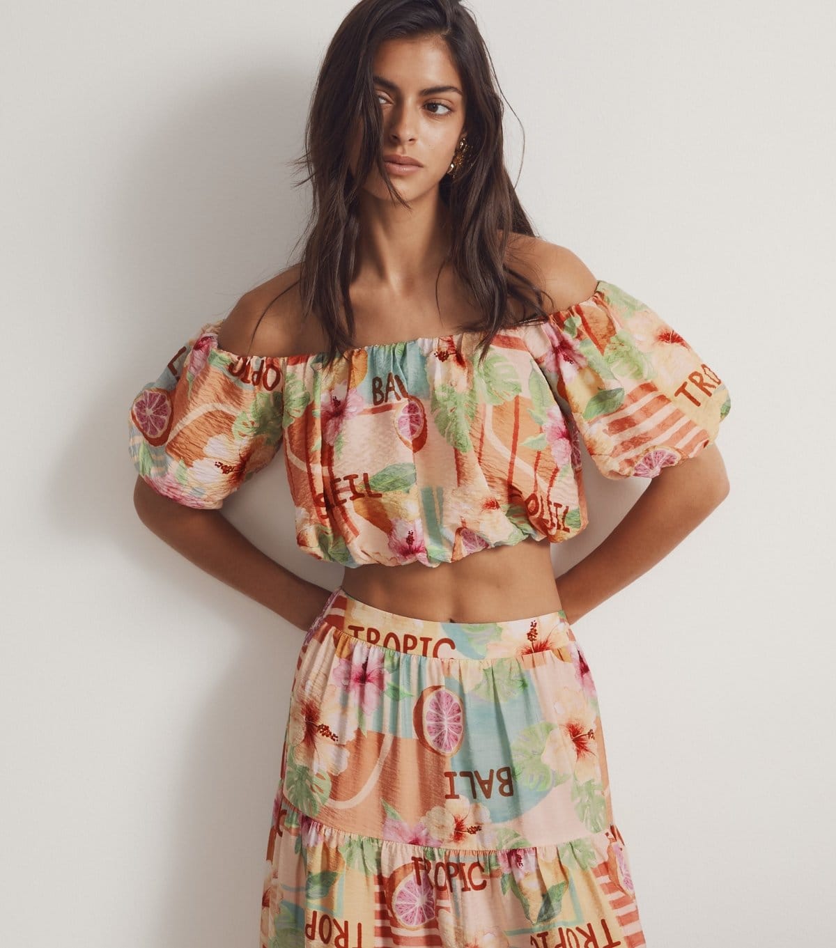 New Look Women's Multicolour Flower Grapefruit Print Tiered Midi Skirt New Look - 4