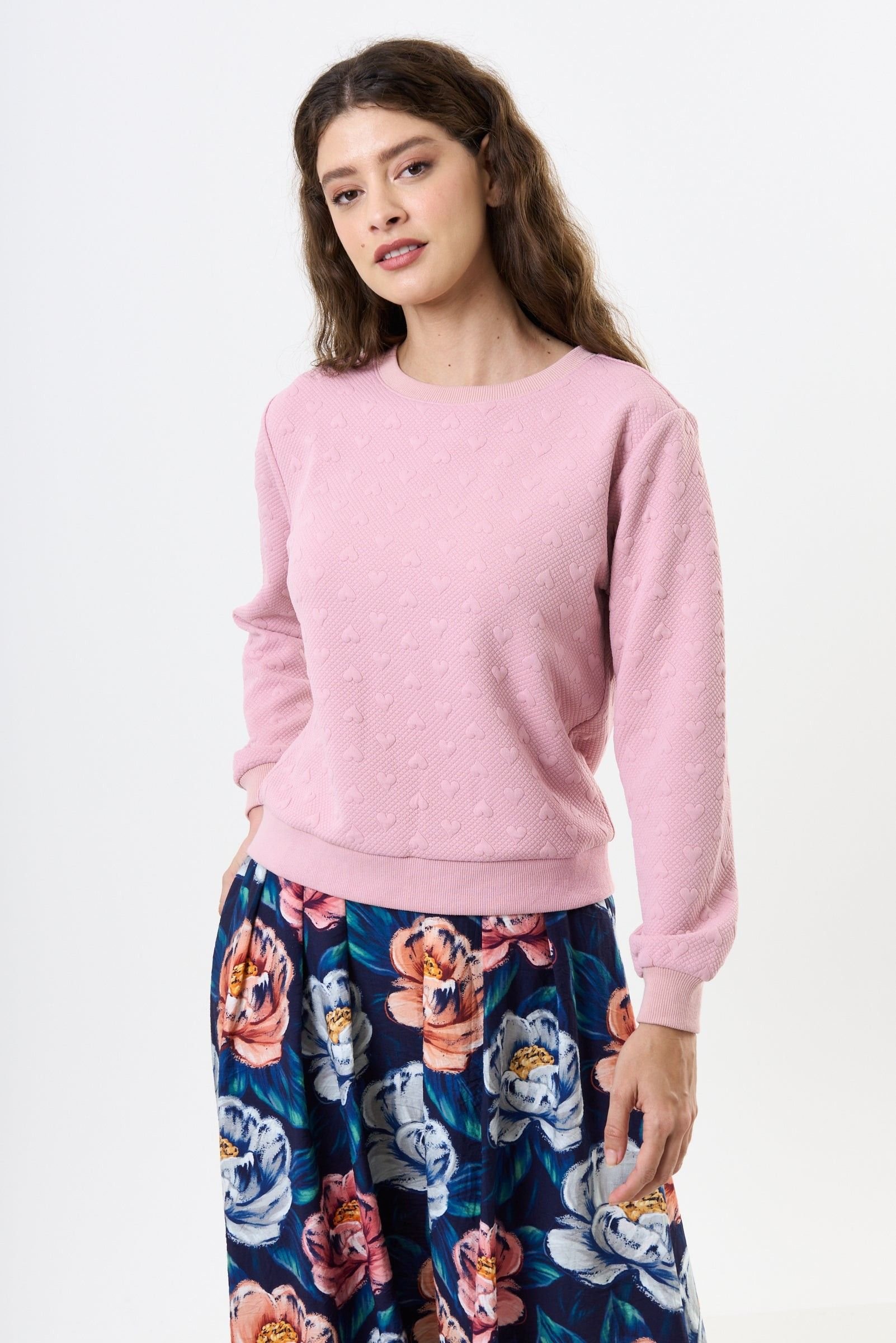 Louche Louche Women's Jan Heartfelt Quilted Sweatshirt - Pale Pink - 2