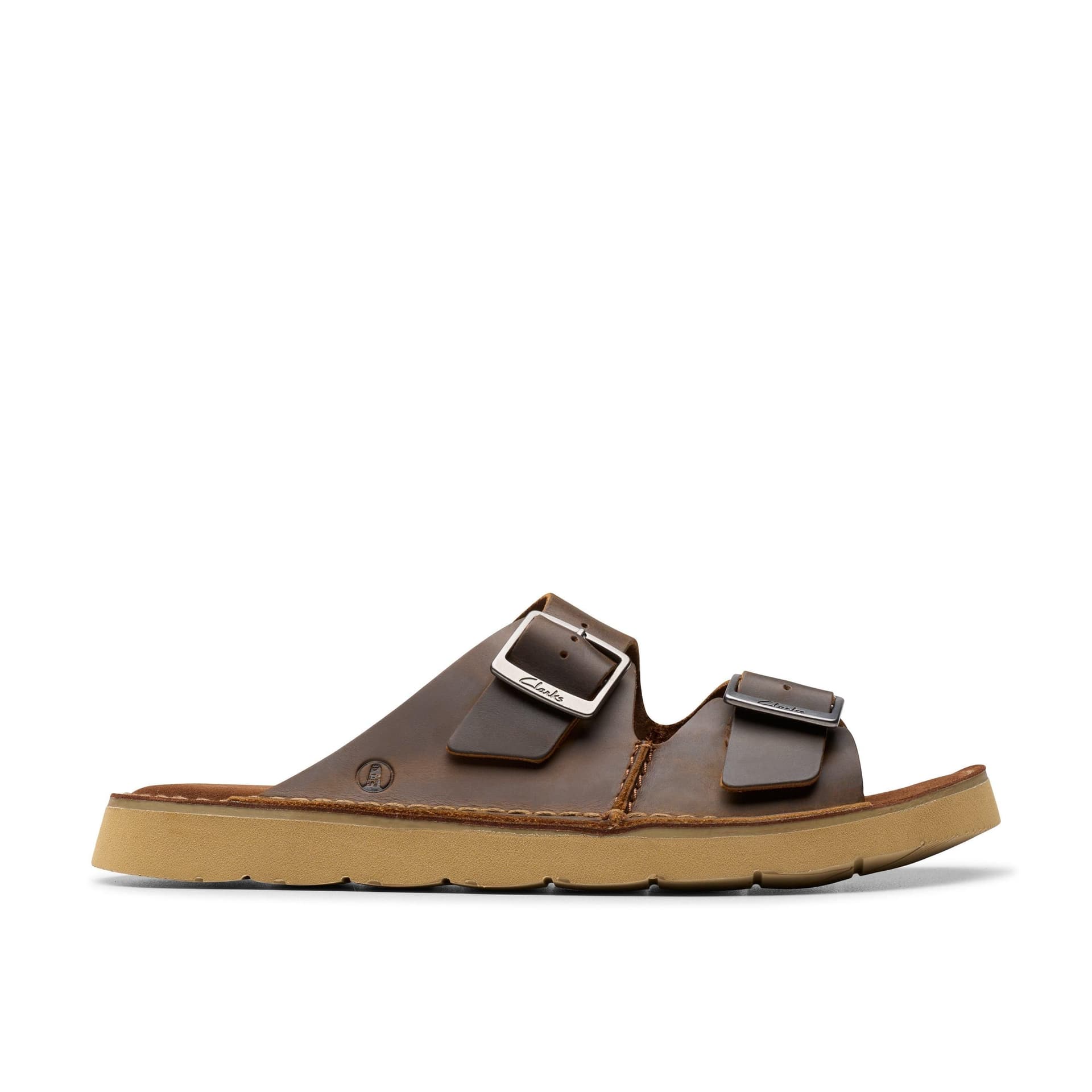 Clarks Clarks Men's Solsbury Strap Beeswax Leather Flat Sandals, Sliders in Brown