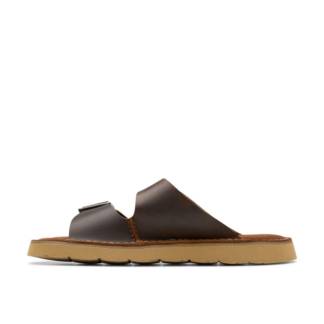 Clarks Clarks Men's Solsbury Strap Beeswax Leather Flat Sandals, Sliders in Brown - 2