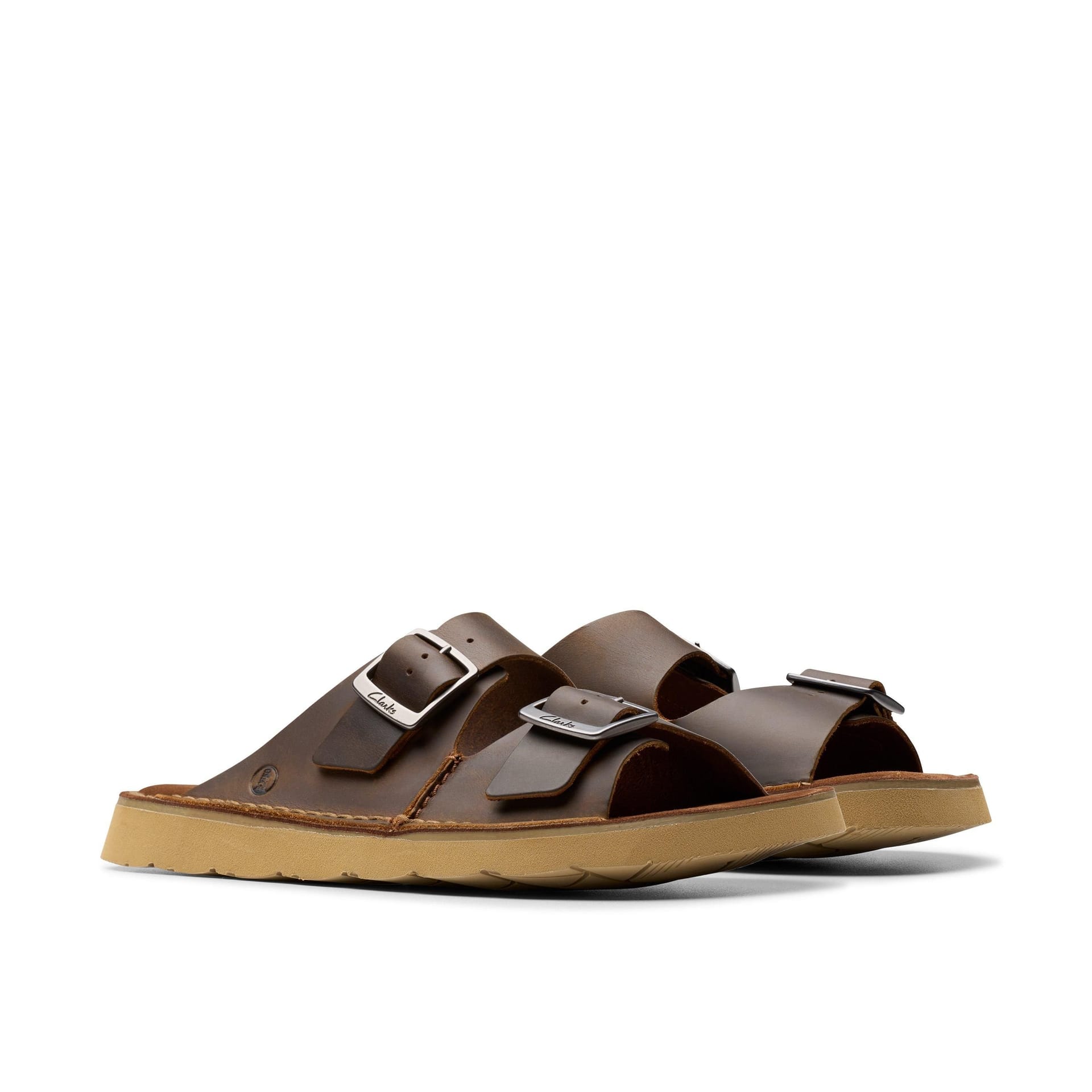 Clarks Clarks Men's Solsbury Strap Beeswax Leather Flat Sandals, Sliders in Brown - 4