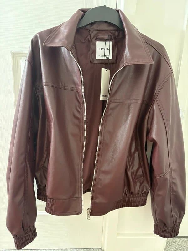 Bershka Bershka burgundy leather jacket