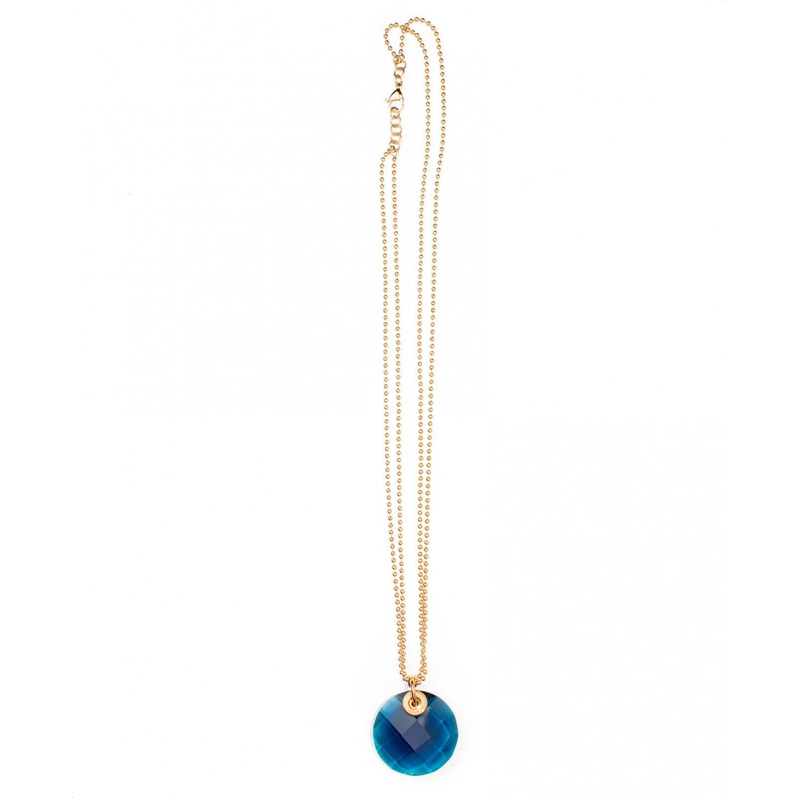 Folli Follie Folli Follie Rose Gold Necklace with Blue Topaz Pendant
