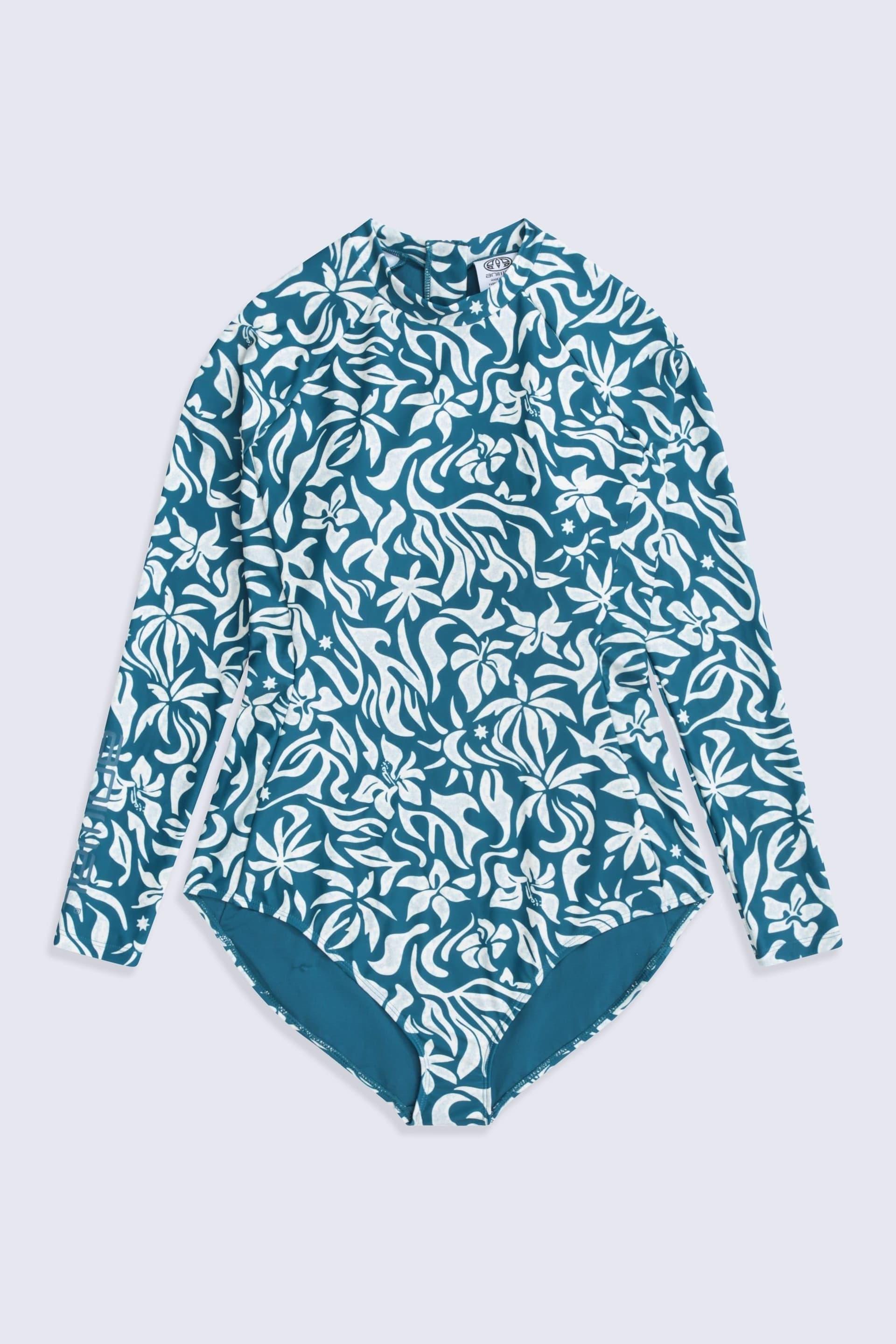 Animal Animal Women's 'Isabella' Lightweight Surf Suit Stretchy Chlorine Resistant Swimwear in Blue