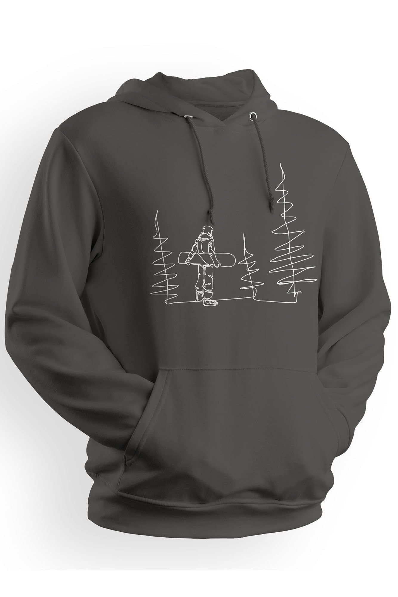 Bad Zebedee Bad Zebedee Men's Snowboarder Line Drawing Hoodie in Grey