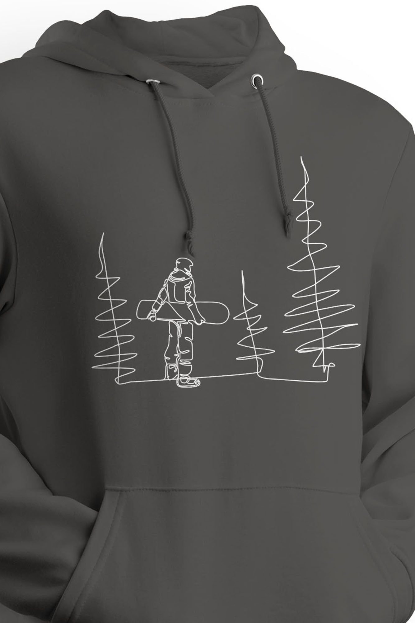Bad Zebedee Bad Zebedee Men's Snowboarder Line Drawing Hoodie in Grey - 3