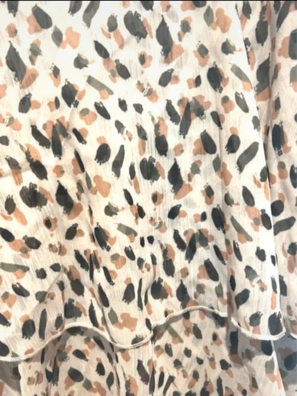 Trendyol 🌸 Trendyol Tiered Chiffon Ruffle Mini Dress – Abstract Animal Print (Size 10) 🌸