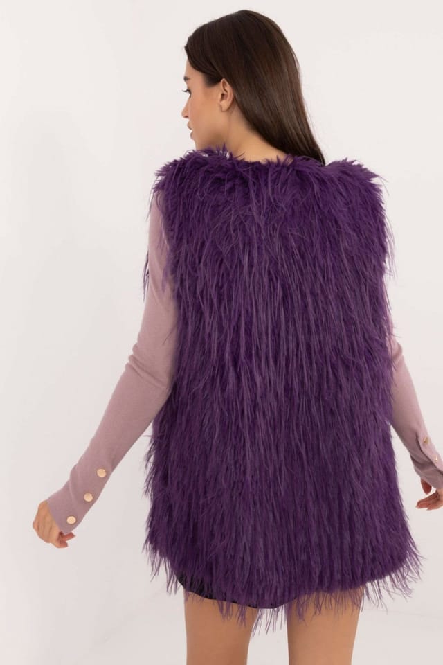 Love Lace Love Lace Women's Casual Hoodless Insulated Faux Fur Vest in Violet - 3