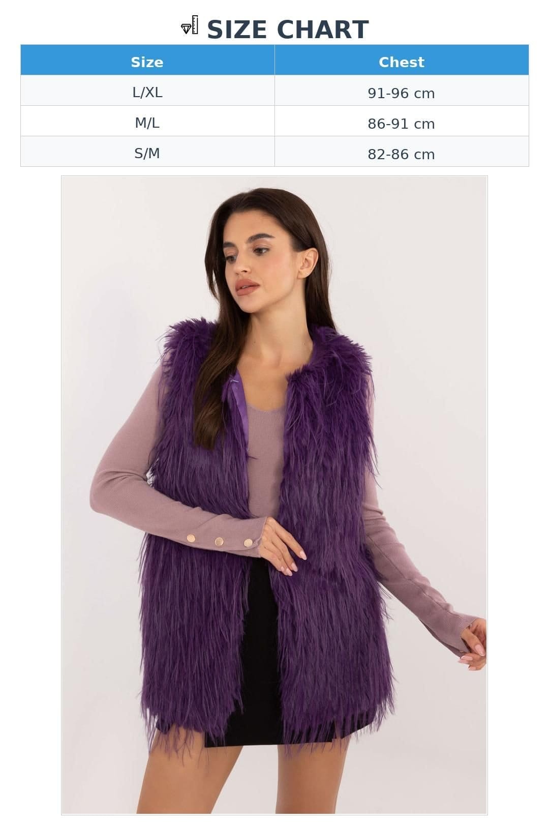 Love Lace Love Lace Women's Casual Hoodless Insulated Faux Fur Vest in Violet - 4