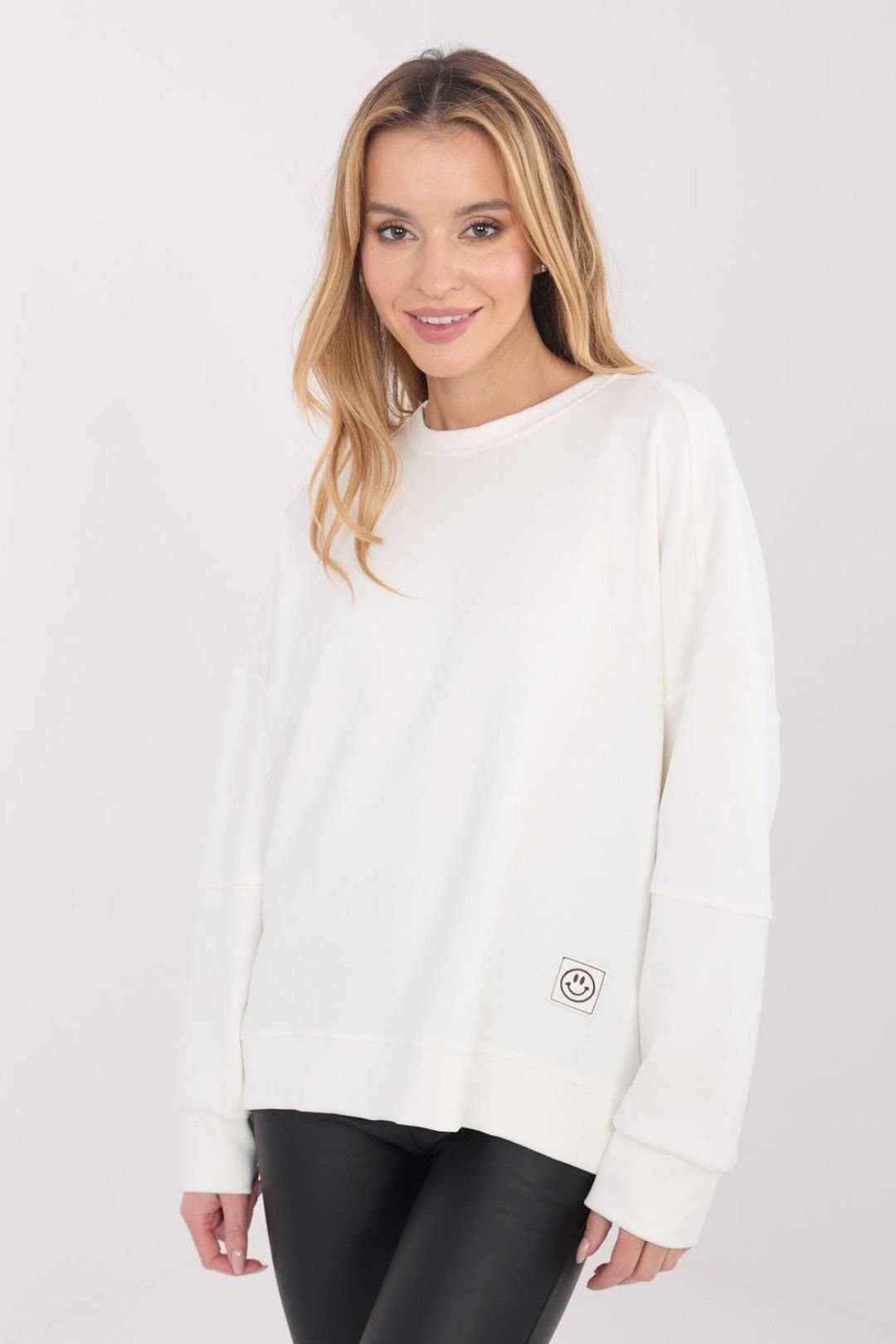 Love Lace Love Lace Women's Viscose Elastane Casual Sweatshirt with Patch in Cream