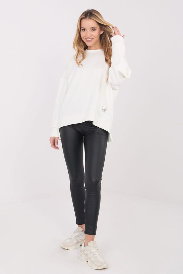 Love Lace Love Lace Women's Viscose Elastane Casual Sweatshirt with Patch in Cream - 2