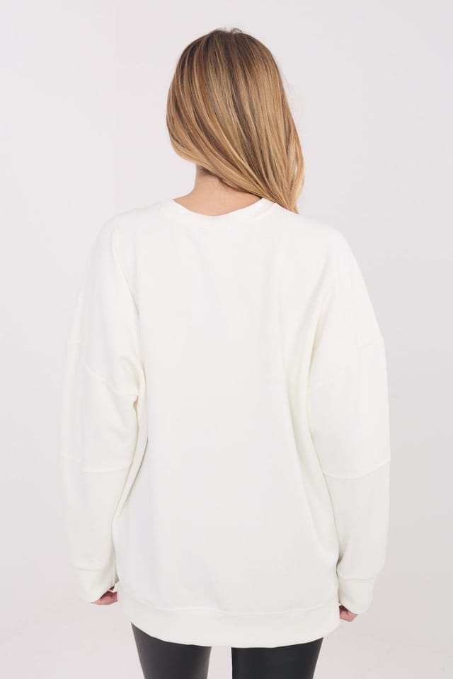 Love Lace Love Lace Women's Viscose Elastane Casual Sweatshirt with Patch in Cream - 3