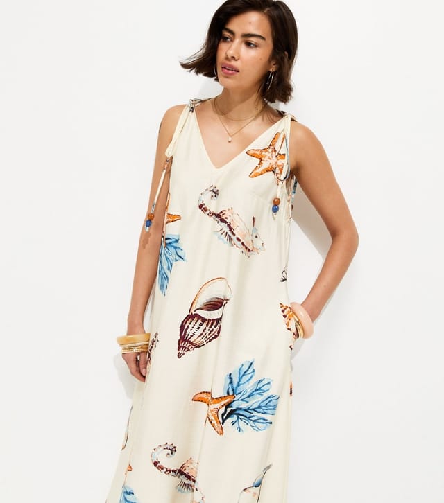 New Look Women's Cream Shell Print Beaded Strap Maxi Dress New Look - 3