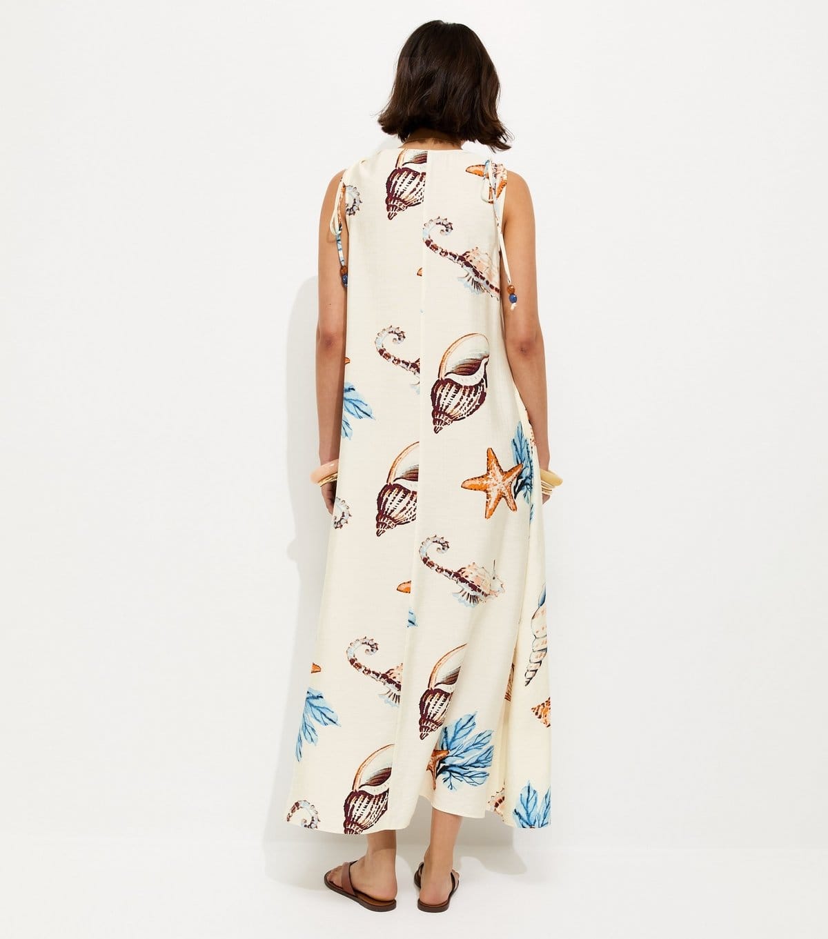 New Look Women's Cream Shell Print Beaded Strap Maxi Dress New Look - 4
